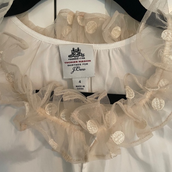 J. Crew Thomas Mason Blouse With Tulle Ruffle Trim 4. - Picture 6 of 6